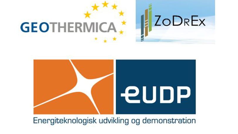  Logos of GEOTHERMICA, EUDP, and ZoDrEx displayed side by side on a white background.