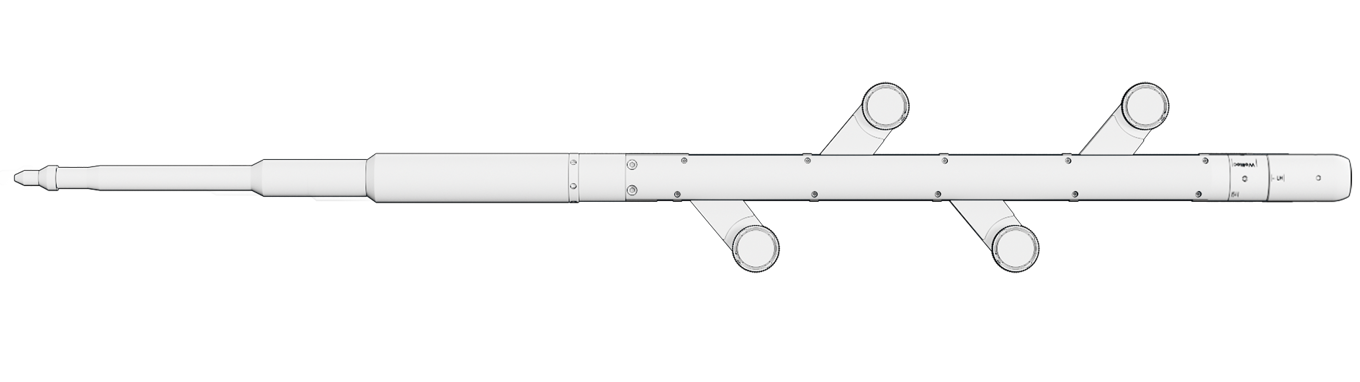 Schematic side view of a Welltec tractor tool with multiple wheels for navigating and operating inside wellbores.