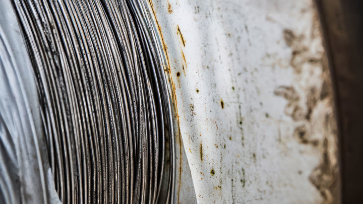 Close-up of coiled wire used in fishing operations with the Well Tractor®, restoring the well to critical path status after intervention.