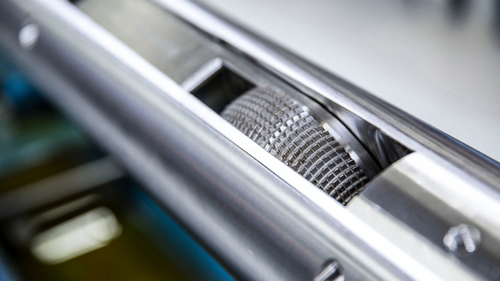 Close-up of Welltec tool used to diagnose a restriction in a protected long lateral wellbore in a single run during intervention.