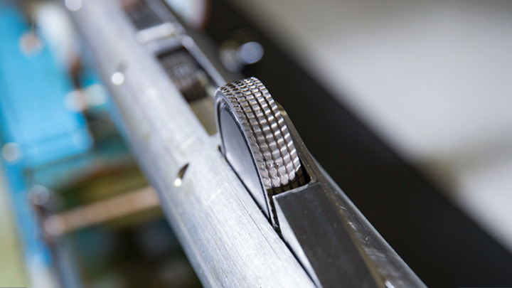 Close-up of a Well Tractor® Compact Rig-up wheel used to achieve high speeds with reduced rig-up height.