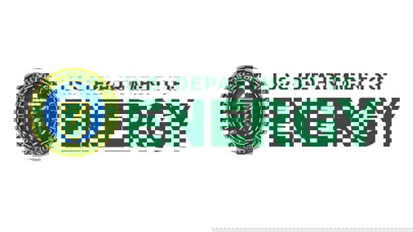 U.S. Department of Energy logo with official seal featuring an eagle and energy symbols.