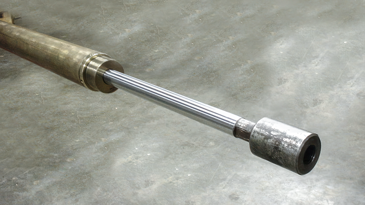 Tool assembly used for rigless retrieval of a stuck logging string, shown on a clean surface before or after a successful intervention.