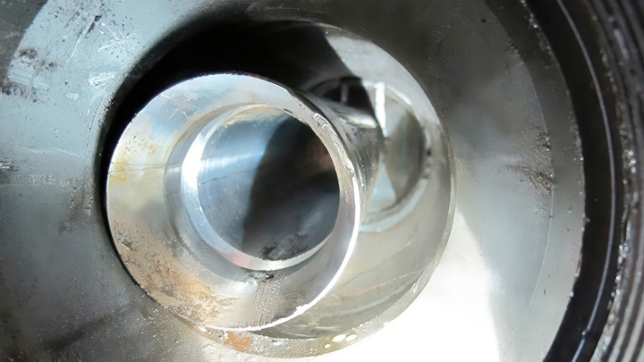 Interior view of flapper valve successfully milled using a new star bit in a high-temperature gas well—marking a first for this operation type
