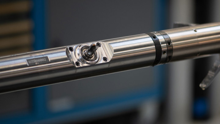  Close-up of the Welltec® Puncher 218, a tool designed to create multiple perforations in high-strength alloy 28Cr tubing.